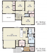 仙台市若林区南小泉、新築一戸建ての間取り画像です