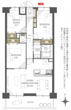 仙台市若林区大和町、マンションの間取り画像です