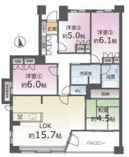 仙台市若林区南小泉、マンションの間取り画像です