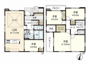 仙台市若林区上飯田、新築一戸建ての間取り画像です