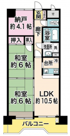 仙台市若林区大和町、マンションの間取り画像です