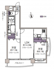仙台市若林区大和町、マンションの間取り画像です