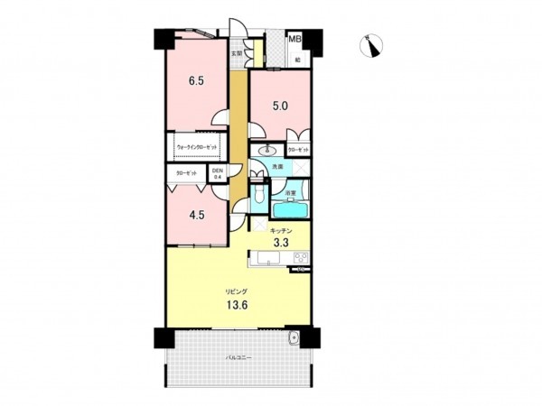 仙台市若林区土樋、マンションの間取り画像です