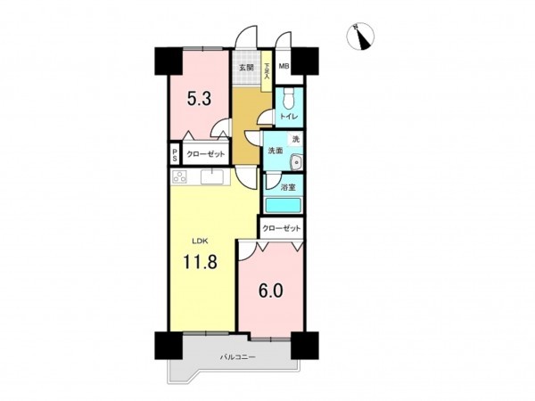 仙台市若林区若林、マンションの間取り画像です