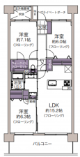 仙台市若林区古城、マンションの間取り画像です