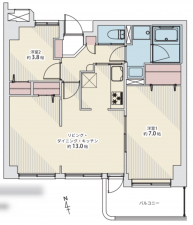 仙台市若林区大和町、マンションの間取り画像です