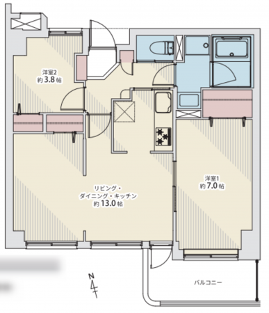 仙台市若林区大和町、マンションの間取り画像です