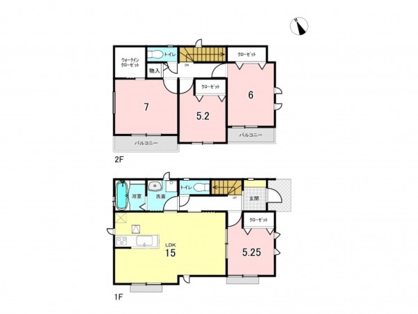 仙台市若林区霞目、新築一戸建ての間取り画像です