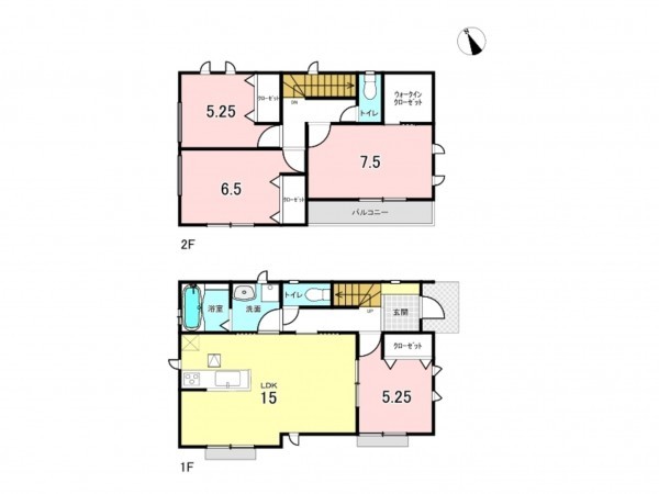 仙台市若林区霞目、新築一戸建ての間取り画像です
