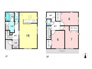 仙台市若林区上飯田、新築一戸建ての間取り画像です