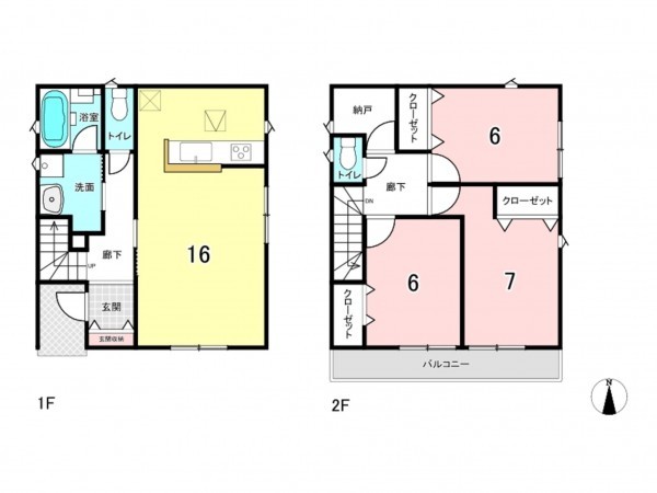仙台市若林区上飯田、新築一戸建ての間取り画像です