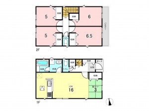 仙台市若林区沖野、新築一戸建ての間取り画像です