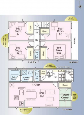 仙台市若林区沖野、新築一戸建ての間取り画像です