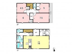 仙台市若林区沖野、新築一戸建ての間取り画像です
