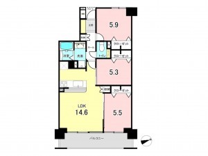 仙台市若林区若林、マンションの間取り画像です