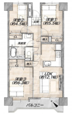 仙台市若林区大和町、マンションの間取り画像です