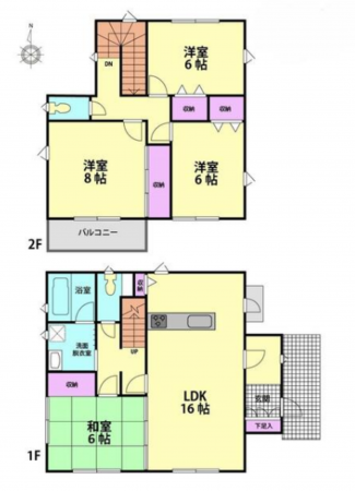 仙台市若林区木ノ下、中古一戸建ての間取り画像です