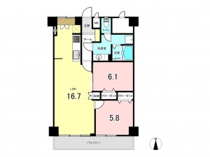 仙台市若林区大和町、マンションの間取り画像です