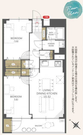 仙台市若林区若林、マンションの間取り画像です