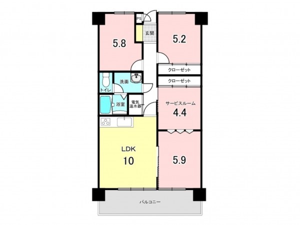 仙台市若林区沖野、マンションの間取り画像です