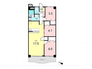 仙台市若林区中倉、マンションの間取り画像です