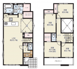 仙台市若林区上飯田、新築一戸建ての間取り画像です