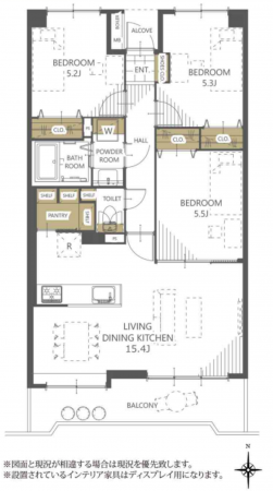 仙台市若林区遠見塚、マンションの間取り画像です