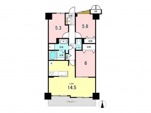 仙台市若林区伊在、マンションの間取り画像です