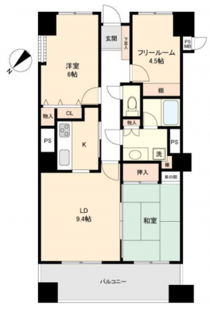 仙台市若林区大和町、マンションの間取り画像です