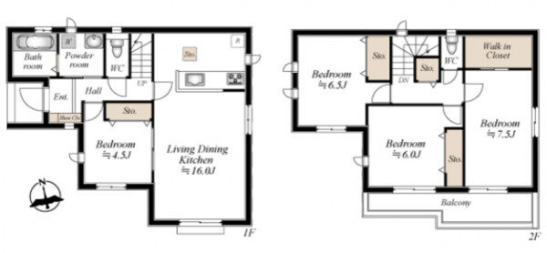 仙台市若林区文化町、新築一戸建ての間取り画像です