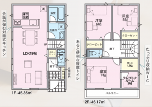 仙台市若林区沖野、新築一戸建ての間取り画像です