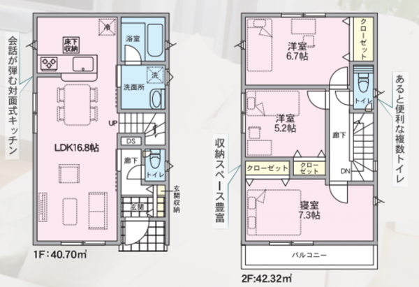 仙台市若林区沖野、新築一戸建ての間取り画像です