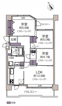 仙台市若林区土樋、マンションの間取り画像です