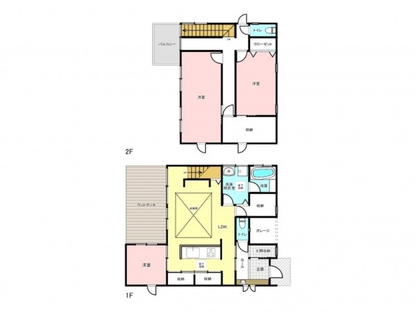 仙台市若林区遠見塚、中古一戸建ての間取り画像です