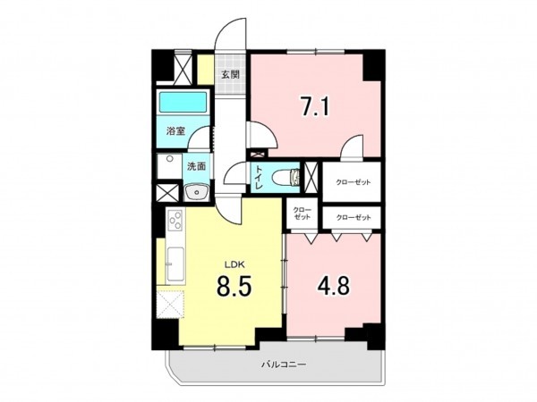 仙台市若林区三百人町、マンションの間取り画像です