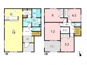 仙台市若林区上飯田、新築一戸建ての間取り画像です