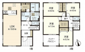 仙台市若林区上飯田、新築一戸建ての間取り画像です