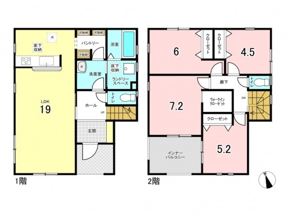 仙台市若林区上飯田、新築一戸建ての間取り画像です