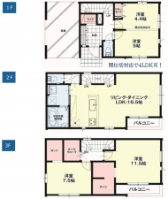 仙台市若林区白萩町、新築一戸建ての間取り画像です