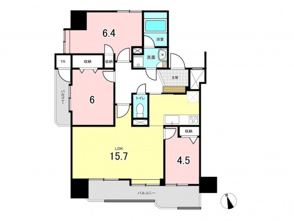 仙台市若林区大和町、マンションの間取り画像です