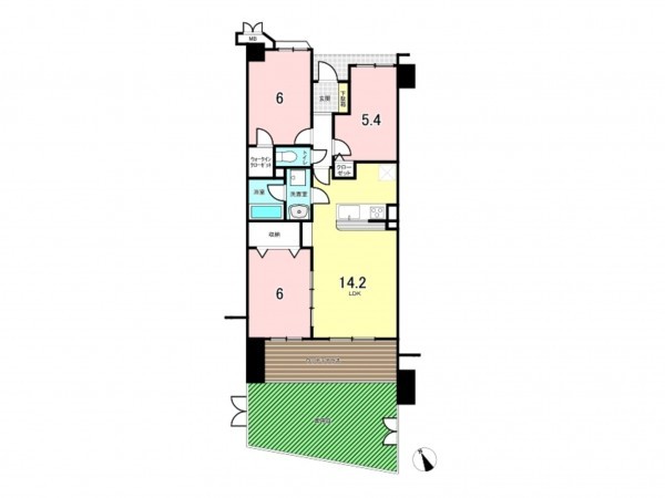 仙台市若林区若林、マンションの間取り画像です