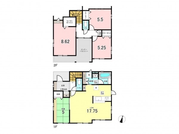 仙台市若林区上飯田、新築一戸建ての間取り画像です