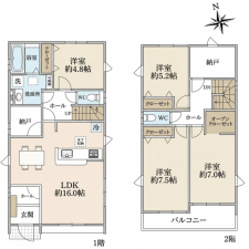 仙台市若林区今泉、新築一戸建ての間取り画像です