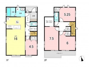 仙台市若林区文化町、新築一戸建ての間取り画像です