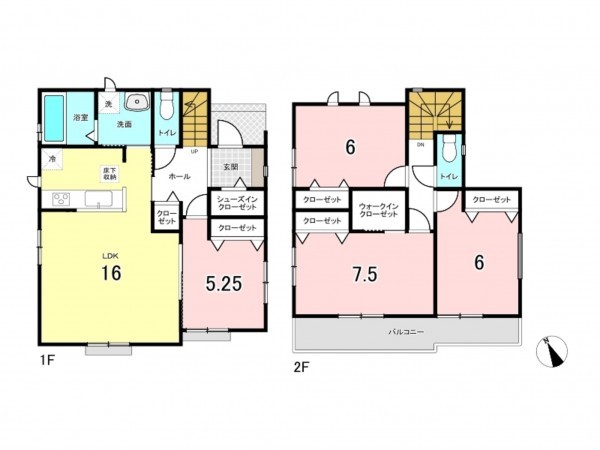 仙台市若林区文化町、新築一戸建ての間取り画像です