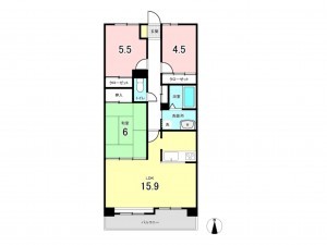 仙台市若林区蒲町東、マンションの間取り画像です