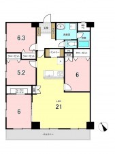 仙台市若林区河原町、マンションの間取り画像です