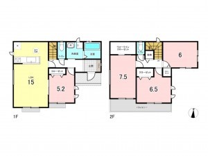 仙台市若林区沖野、新築一戸建ての間取り画像です