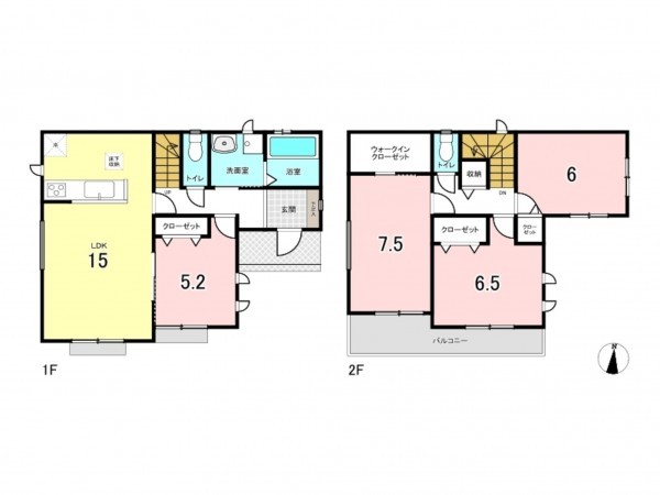 仙台市若林区沖野、新築一戸建ての間取り画像です