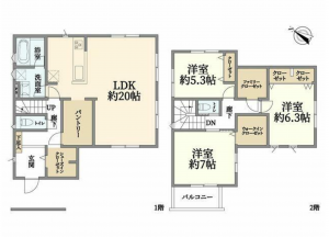 仙台市若林区若林、中古一戸建ての間取り画像です